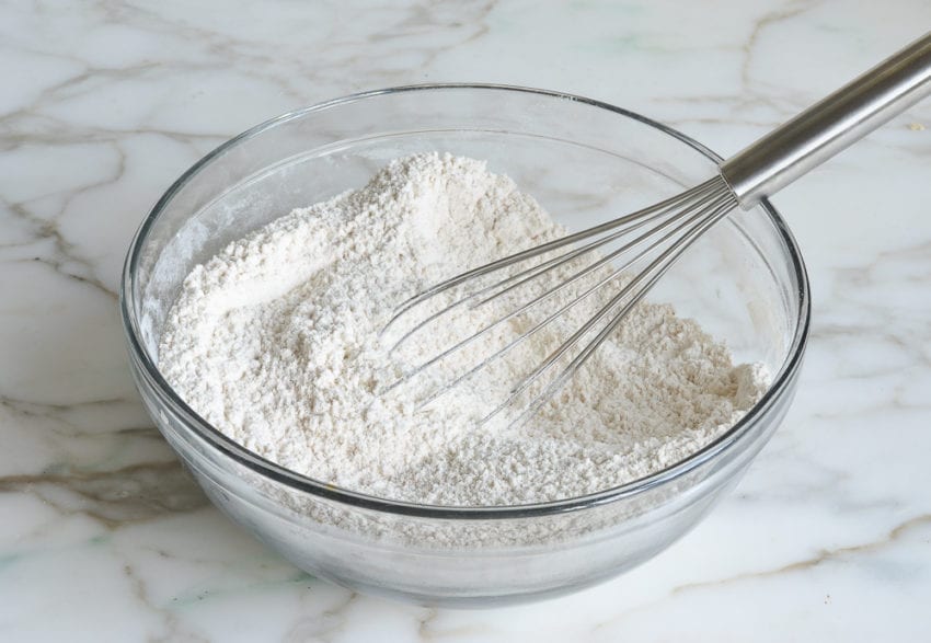 Whisk in a bowl of dry ingredients.