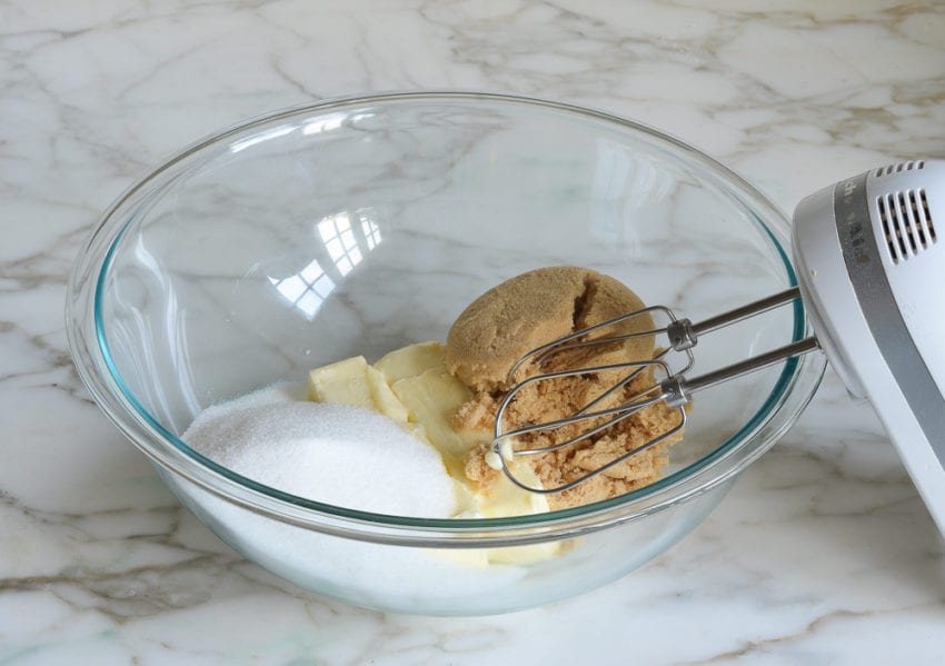 Bowl of butter and sugars.
