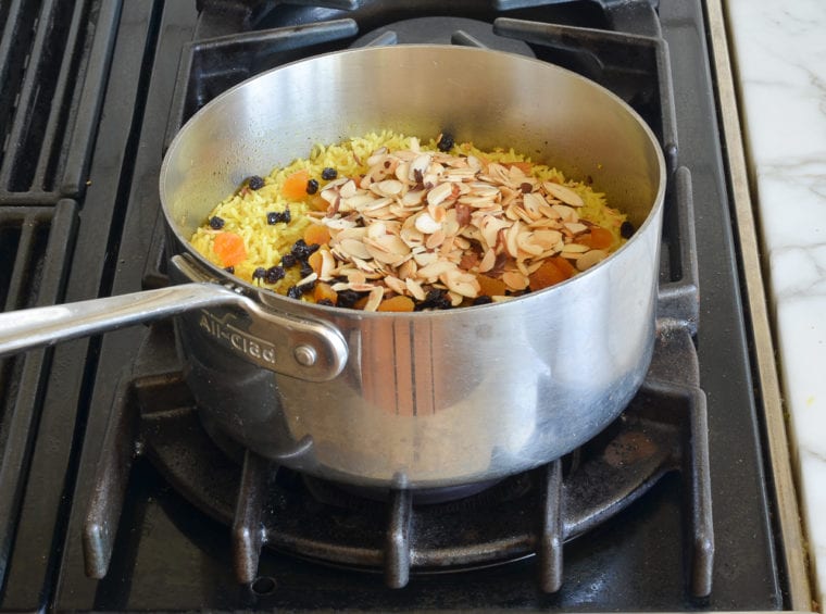 adding the toasted almonds