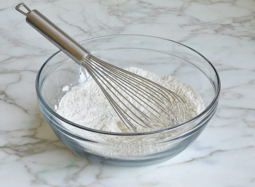 Whisk in a bowl of dry ingredients.