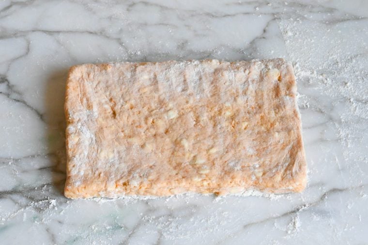 dough patted into large rectangle