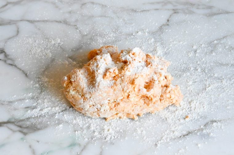 floured dough on work surface