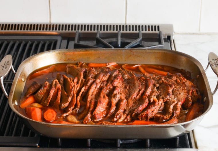 fully cooked brisket right out of the oven