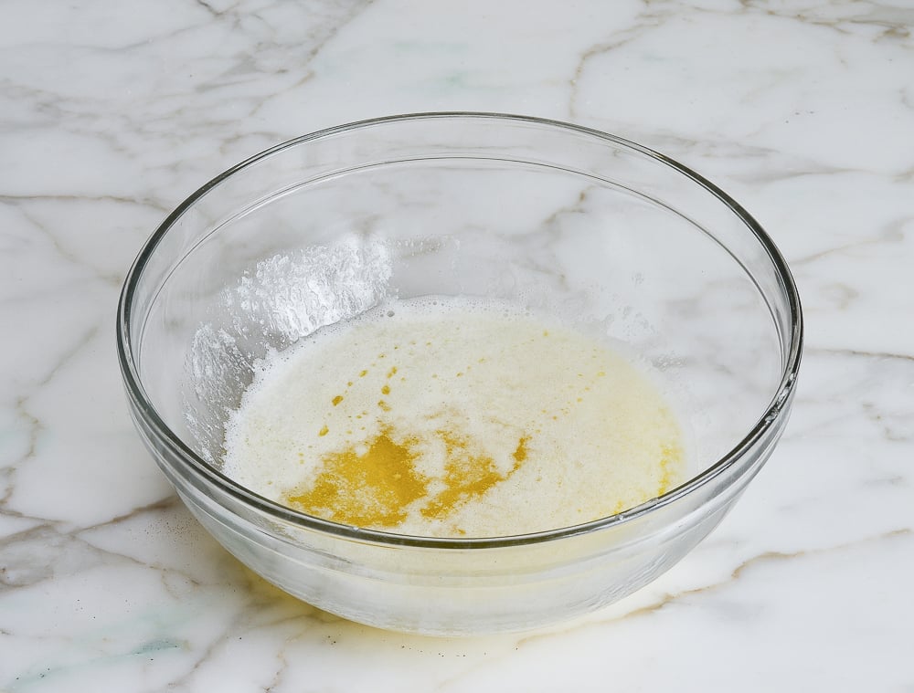Bowl of melted butter.