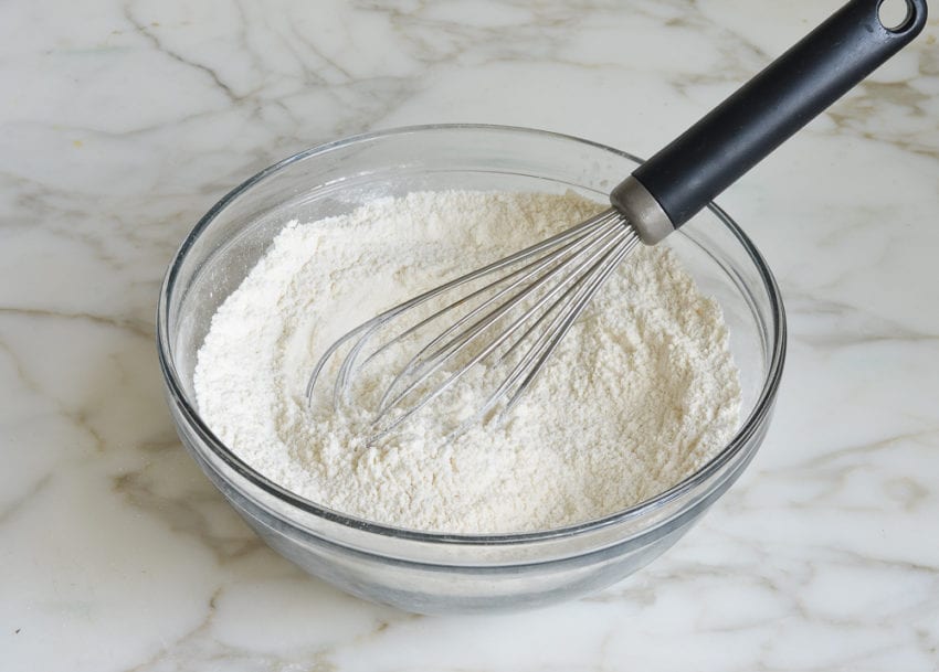 Whisk in a bowl of dry ingredients.
