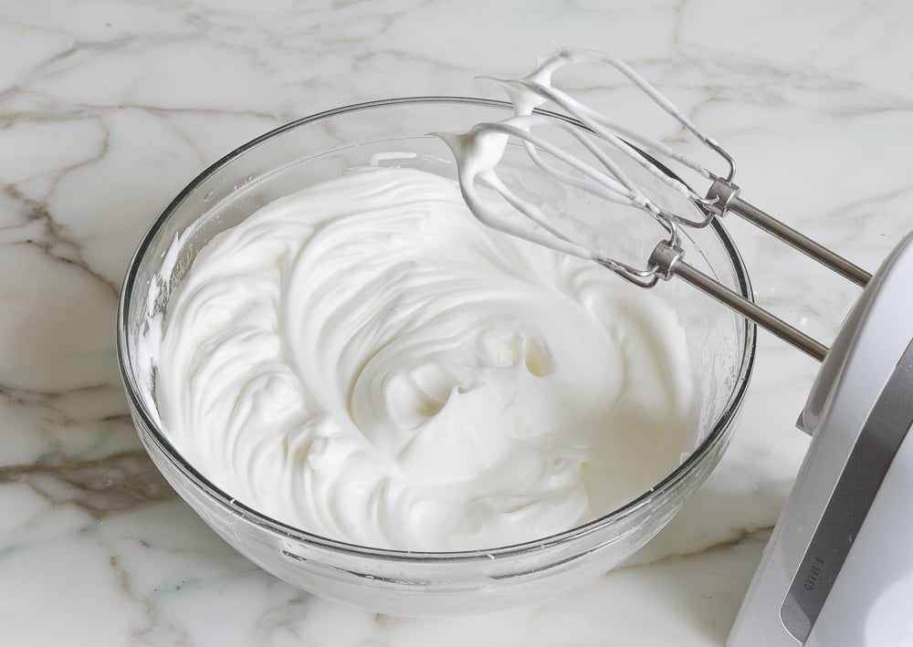 egg whites whipped to stiff peaks