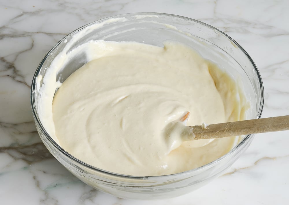 tres leches batter in bowl
