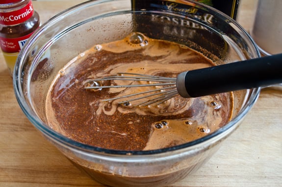 Whisk in a bowl of brine.