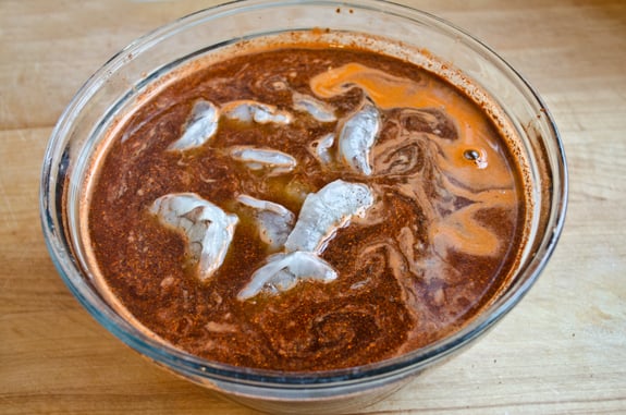 Shrimp in a bowl of brine.