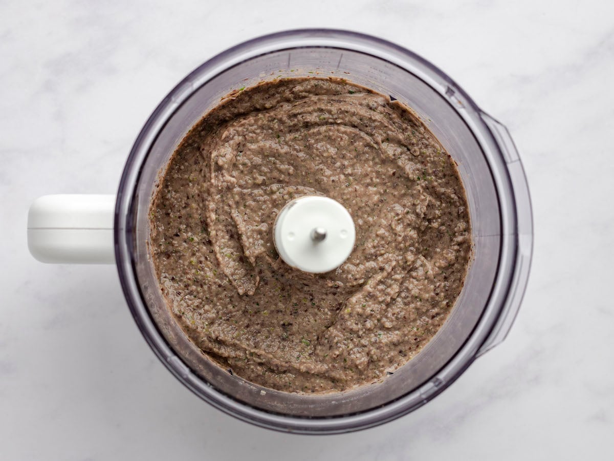 puréed black bean dip in food processor.