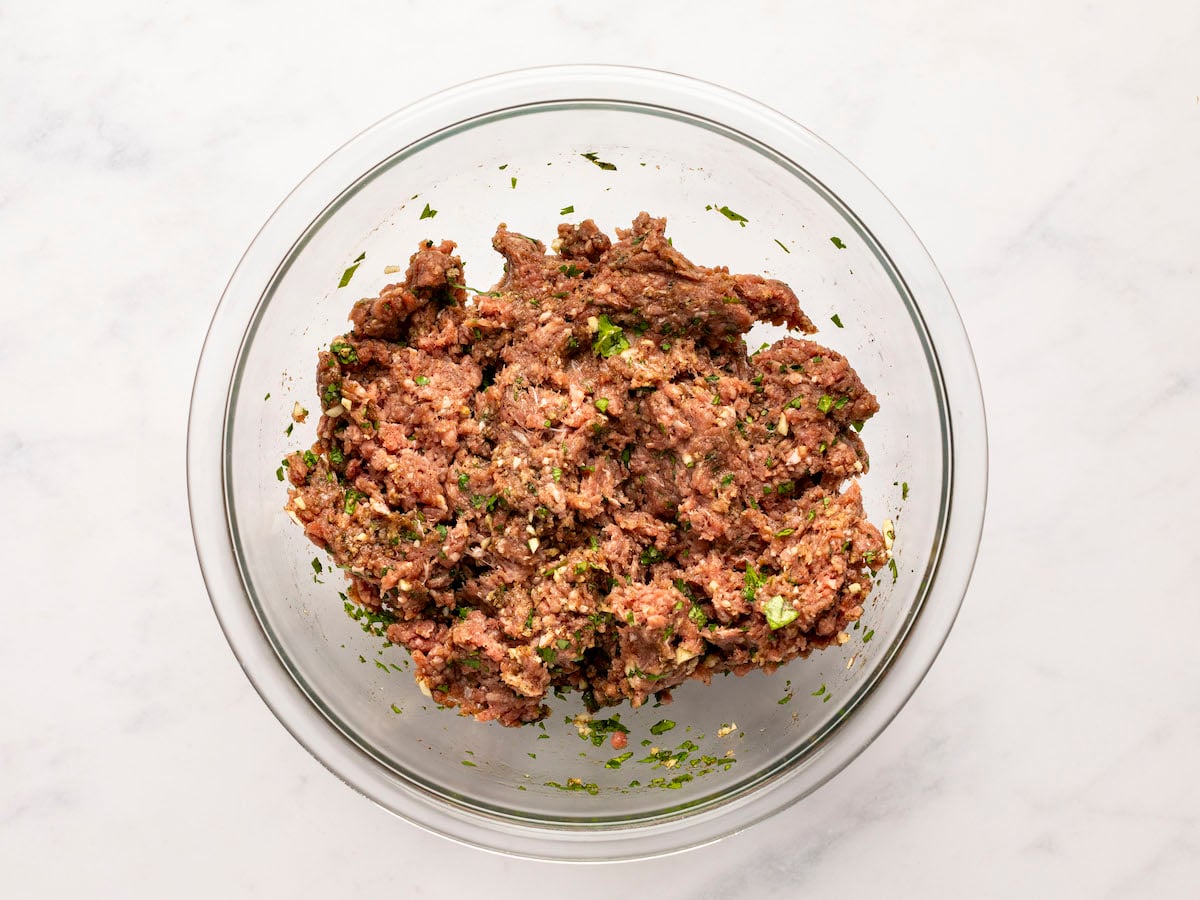 meatball mixture in bowl.