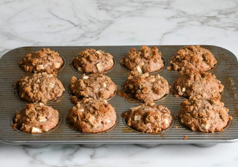 apple muffins fresh out of the oven