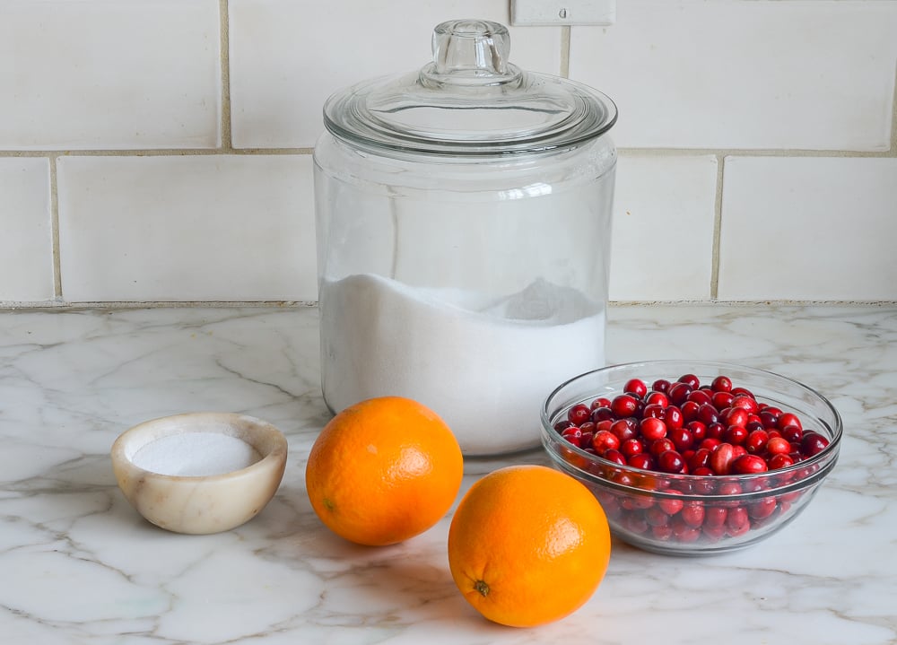 ingredients for cranberry sauce