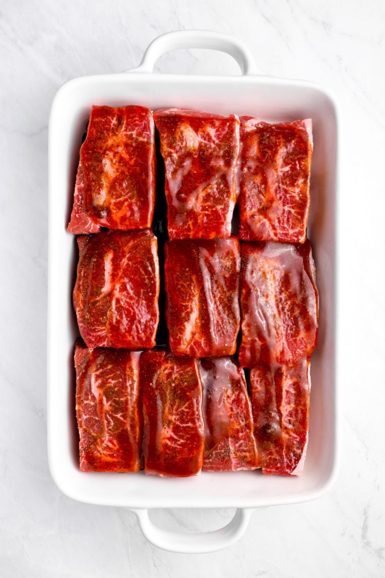 short ribs slathered with sauce