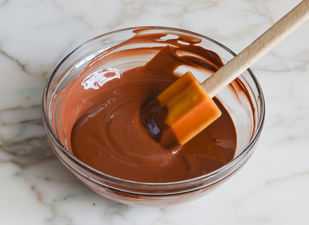 melted chocolate in bowl.