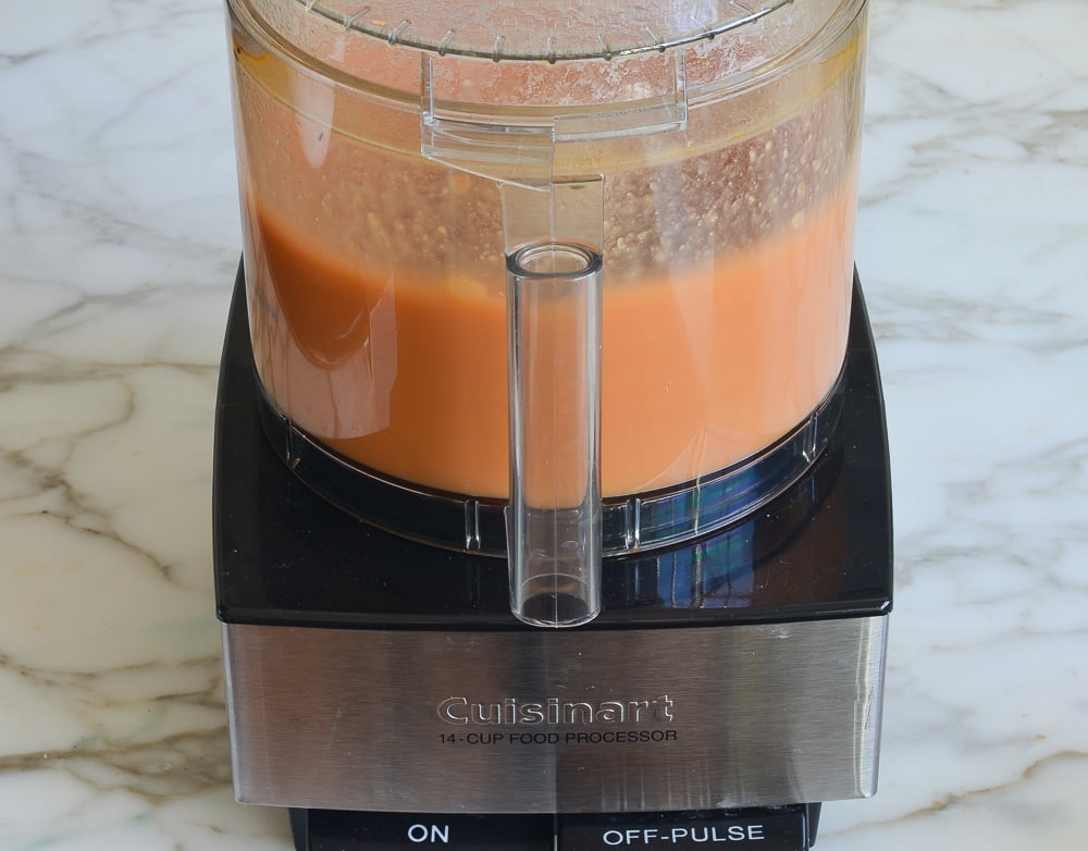 Food processor of blended soup.