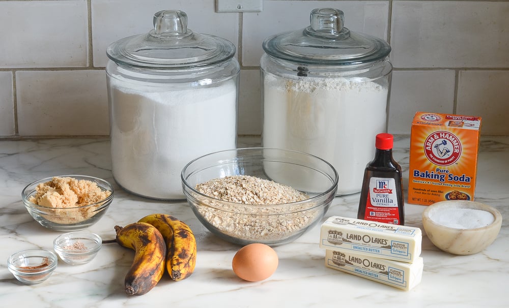 ingredients for banana oatmeal cookies