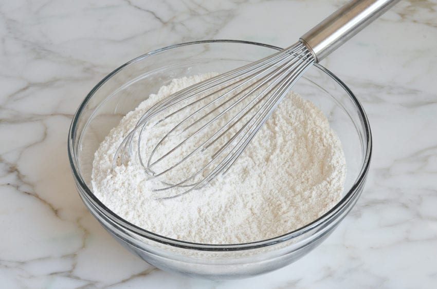 Whisk in a bowl of dry ingredients.