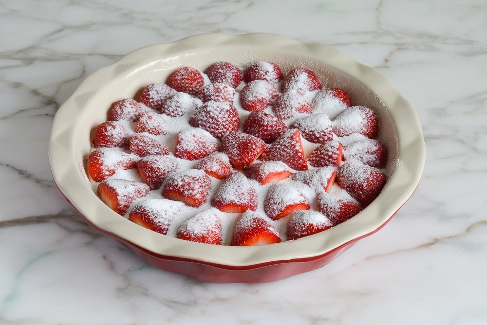 strawberries sprinkled with sugar