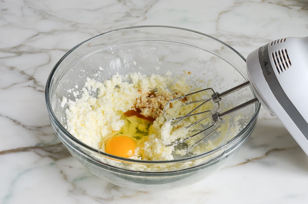 adding egg and vanilla