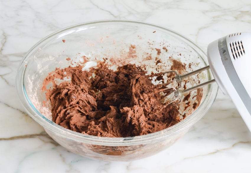 Bowl of chocolate dough.