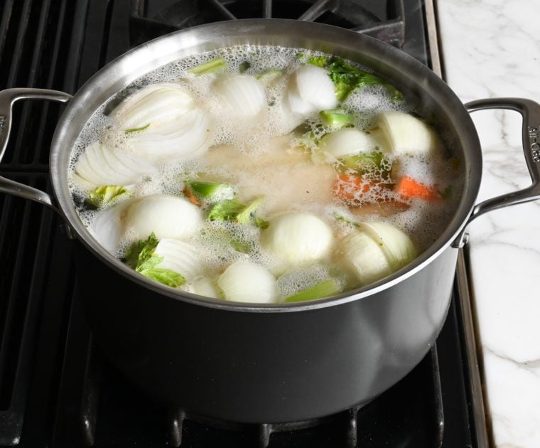 gently boiling soup