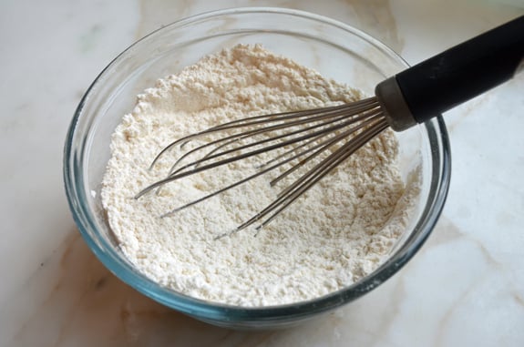Whisk in a bowl of dry ingredients.
