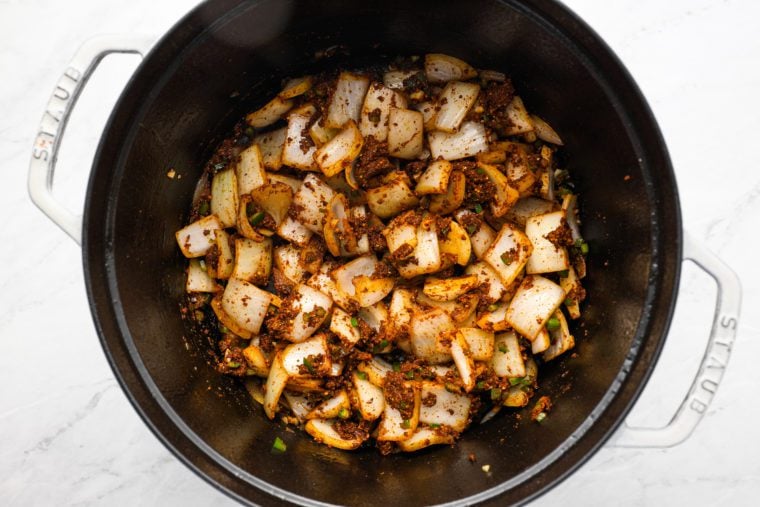 cooking the onions