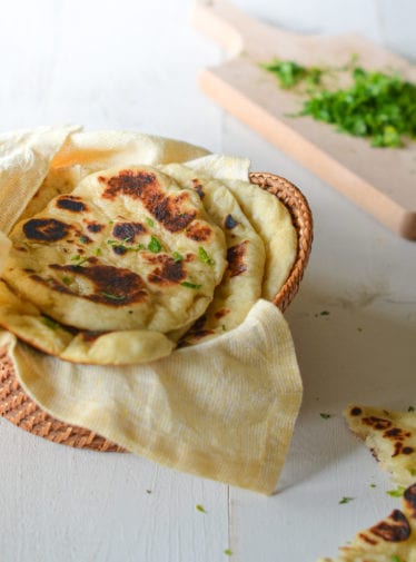 Basket of homemade naan.