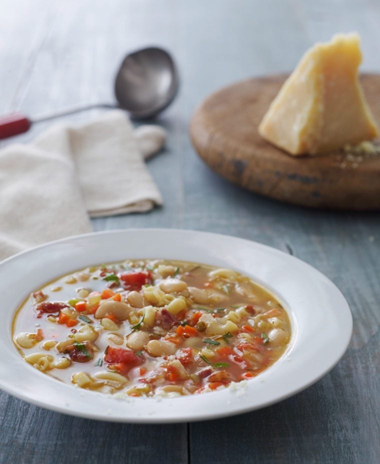 Bowl of pasta fagioli.