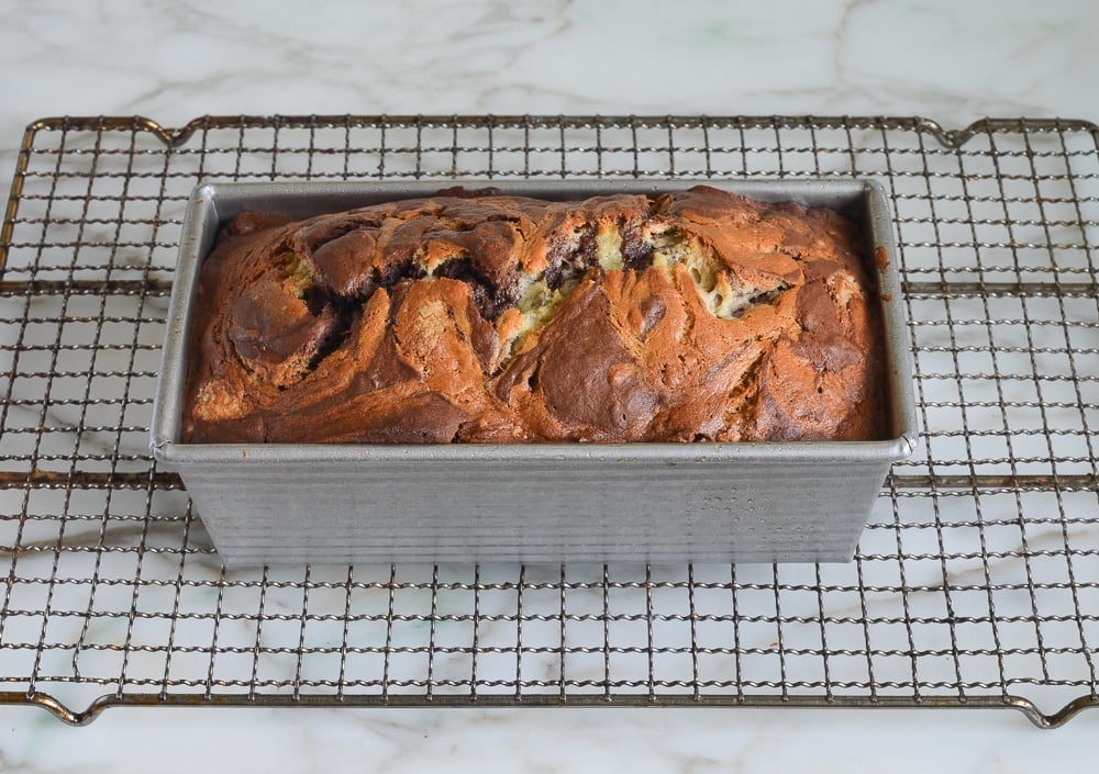 baked marbled banana bread