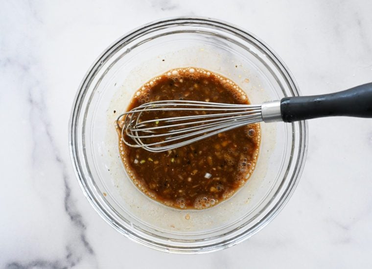 whisked balsamic vinegar mixture