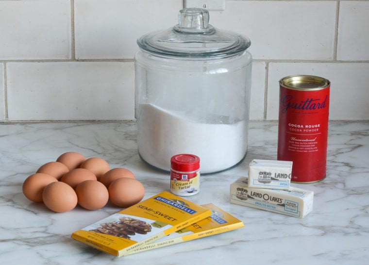 flourless chocolate cake with meringue ingredients