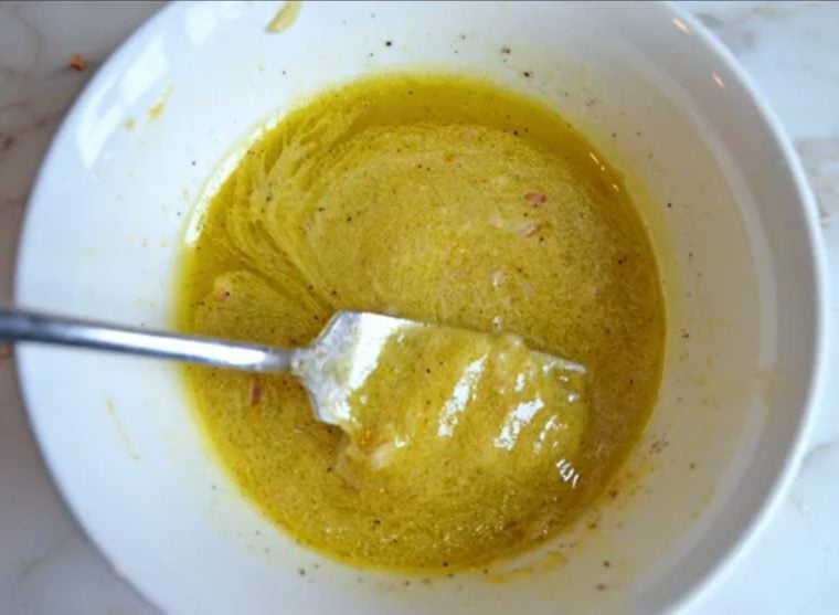 whisking dressing for kale and brussels sprouts salad
