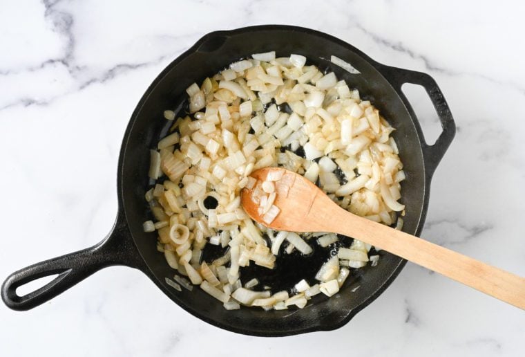 sautéed onions in skillet