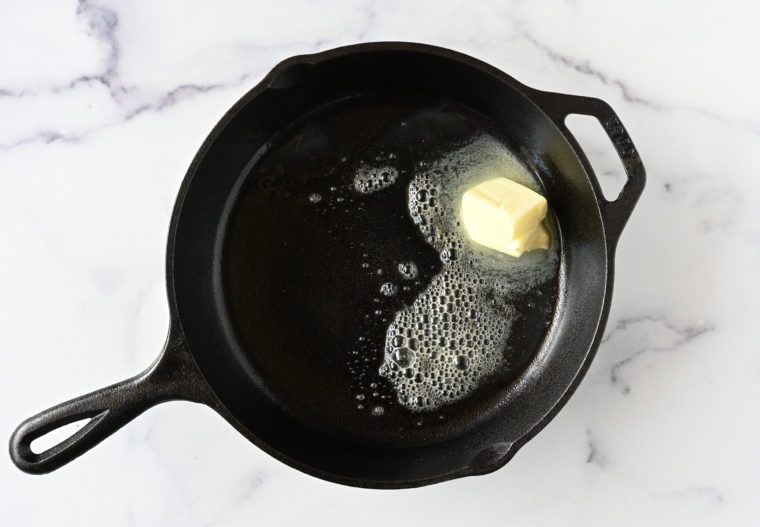melting butter in skillet