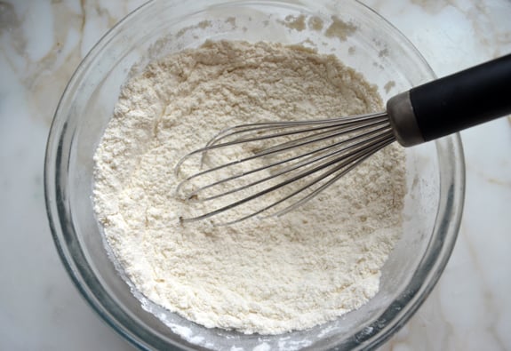 Whisk in a bowl of dry ingredients.