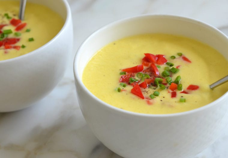 Two bowls of gazpacho.