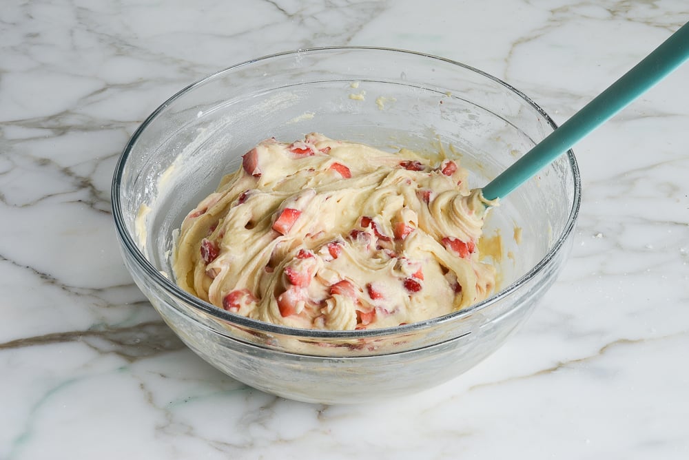 finished strawberry muffin batter