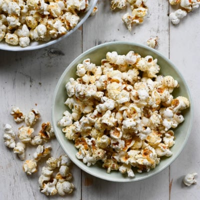 Bowls of spicy Italian popcorn.