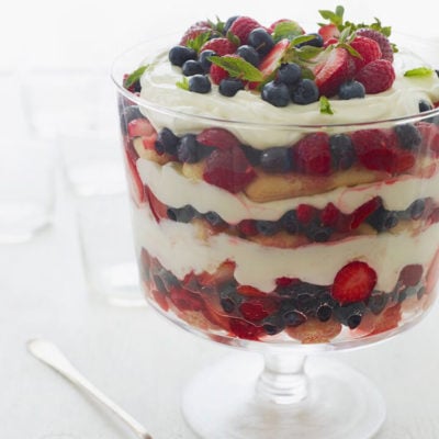 Berry Trifle in a large glass dish.