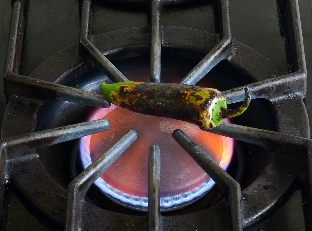 roasting jalapeno pepper on gas stove