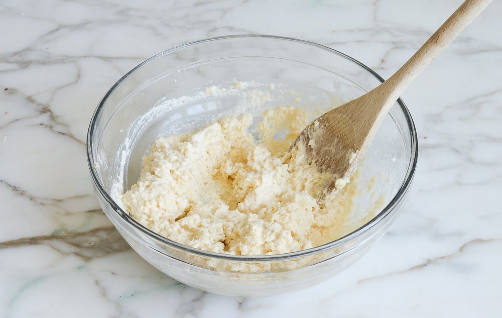 Bowl of biscuit batter.