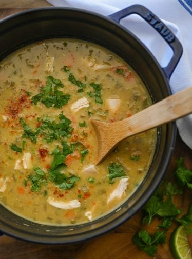 mulligatawny soup in pot.