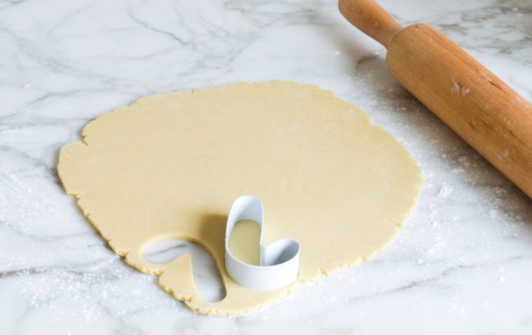 cutting out shapes in dough