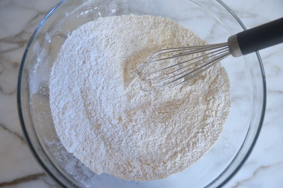 Whisk in a bowl of dry ingredients.