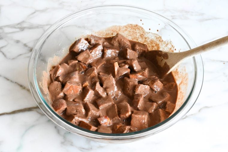 chocolate bread pudding mixture