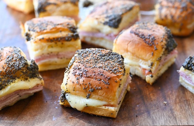 cut ham and cheese sliders