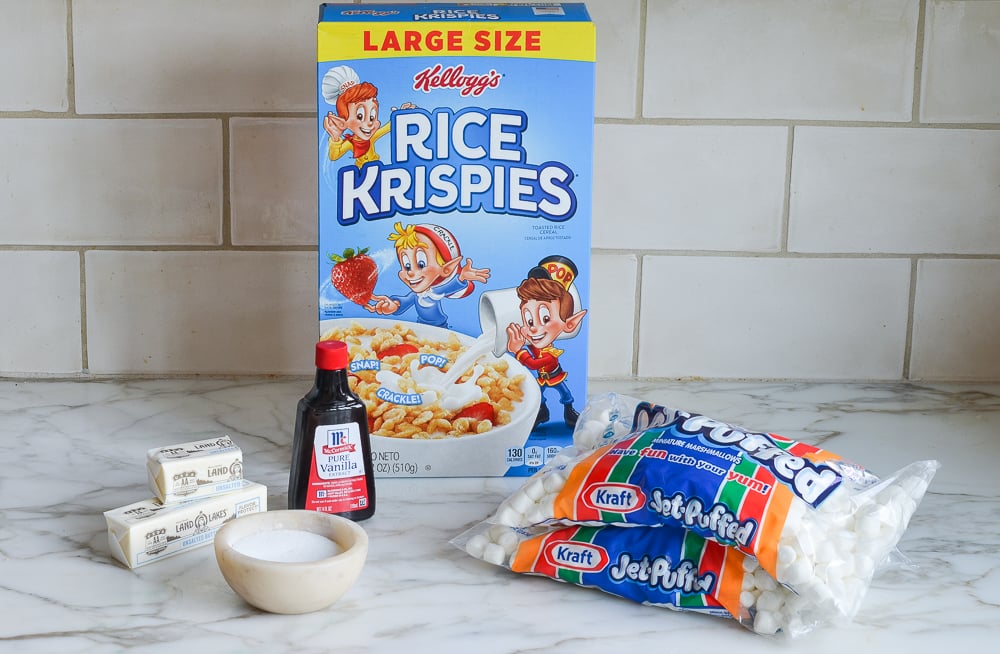 ingredients for rice krispies treat recipe.