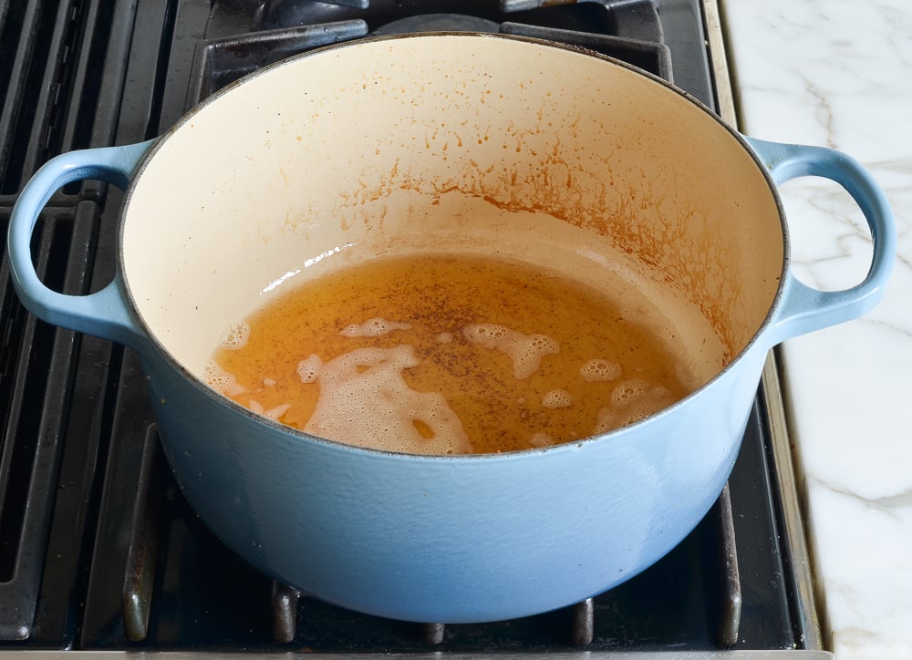 brown butter in pot.